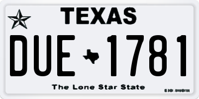 TX license plate DUE1781