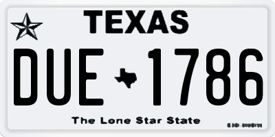 TX license plate DUE1786