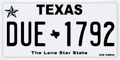 TX license plate DUE1792