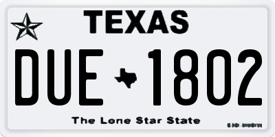 TX license plate DUE1802