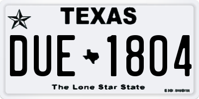 TX license plate DUE1804