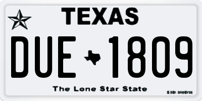 TX license plate DUE1809