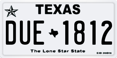TX license plate DUE1812
