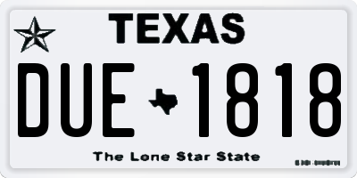 TX license plate DUE1818
