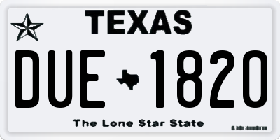 TX license plate DUE1820