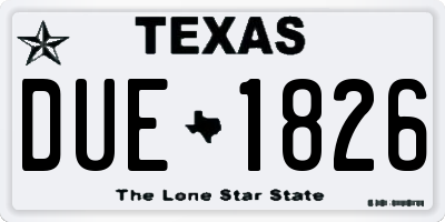 TX license plate DUE1826