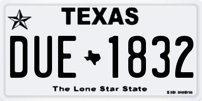 TX license plate DUE1832