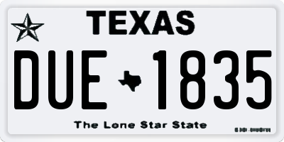 TX license plate DUE1835