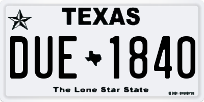 TX license plate DUE1840