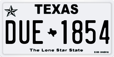 TX license plate DUE1854