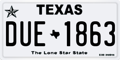 TX license plate DUE1863