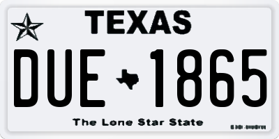 TX license plate DUE1865