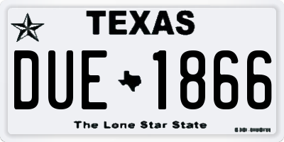 TX license plate DUE1866