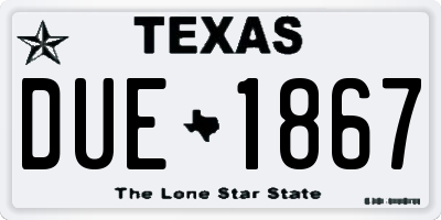 TX license plate DUE1867