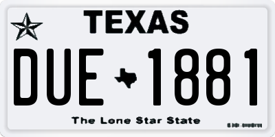 TX license plate DUE1881