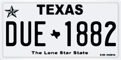 TX license plate DUE1882
