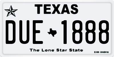 TX license plate DUE1888