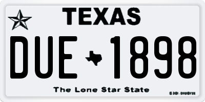 TX license plate DUE1898