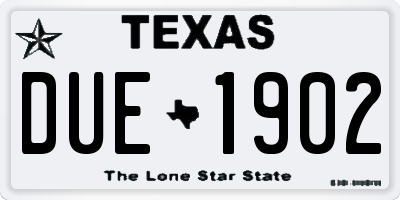 TX license plate DUE1902