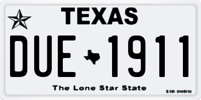 TX license plate DUE1911