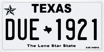 TX license plate DUE1921