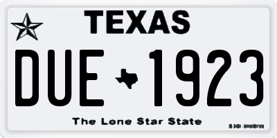 TX license plate DUE1923