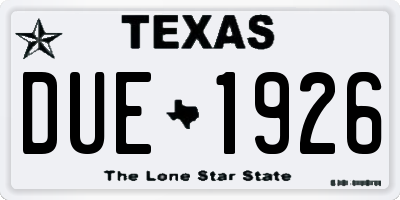 TX license plate DUE1926