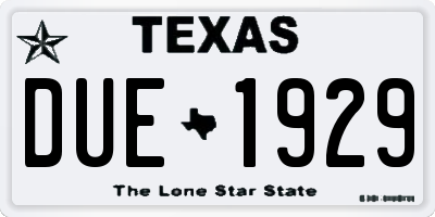 TX license plate DUE1929
