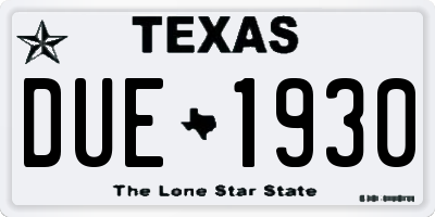 TX license plate DUE1930