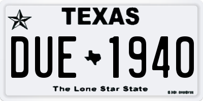 TX license plate DUE1940