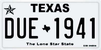 TX license plate DUE1941
