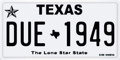 TX license plate DUE1949