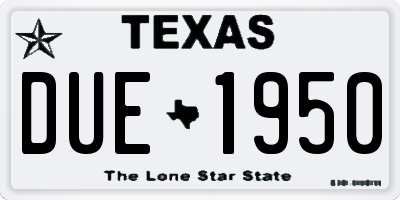 TX license plate DUE1950