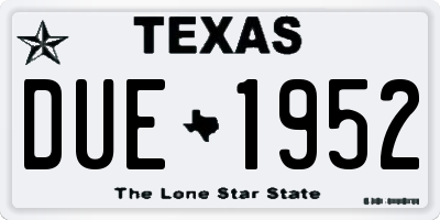 TX license plate DUE1952