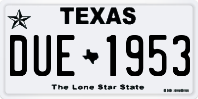 TX license plate DUE1953