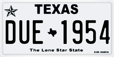 TX license plate DUE1954
