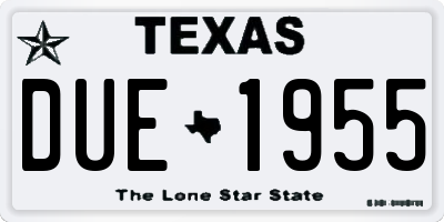 TX license plate DUE1955