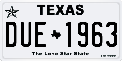 TX license plate DUE1963