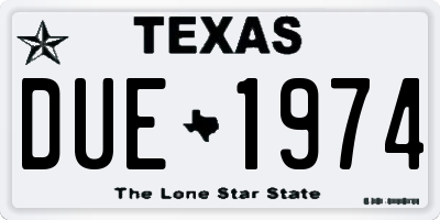 TX license plate DUE1974