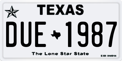 TX license plate DUE1987