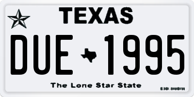 TX license plate DUE1995