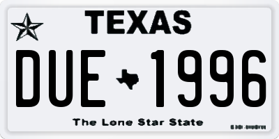 TX license plate DUE1996