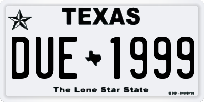TX license plate DUE1999