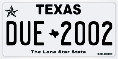 TX license plate DUE2002