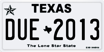 TX license plate DUE2013