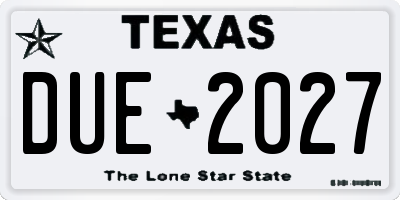 TX license plate DUE2027