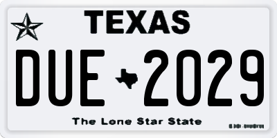 TX license plate DUE2029