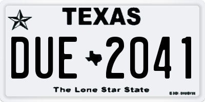 TX license plate DUE2041