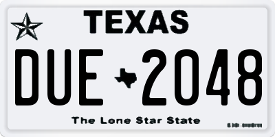 TX license plate DUE2048