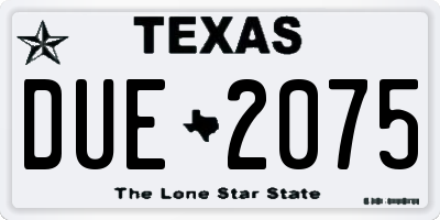 TX license plate DUE2075